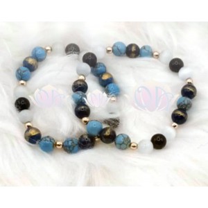 PULSEIRA ANCESTRAL - METAMORFOSE ÍNDIGO (C/ TURMALINA NEGRA E PEDRAS PRECIOSAS)